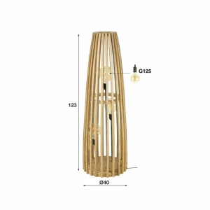 Store Zijlstra Lampadaire Großbergen en manguier, à trois lampes