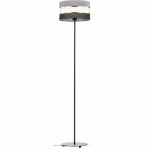 Cheap HELAM Lampadaire Helen abat-jour tissu, gris-noir-doré