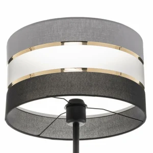 Cheap HELAM Lampadaire Helen abat-jour tissu, gris-noir-doré