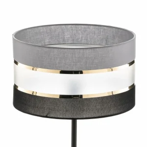 Cheap HELAM Lampadaire Helen abat-jour tissu, gris-noir-doré