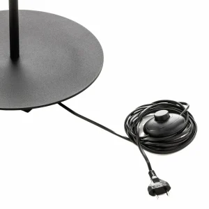 Cheap HELAM Lampadaire Helen abat-jour tissu, gris-noir-doré