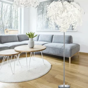 New Reality Leuchten Lampadaire Leavy, hauteur 180 cm, chromé/blanc, métal/plastique