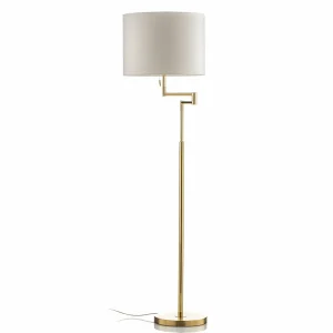 Shop Knapstein Lampadaire Lilian, variateur LED, laiton poli/mat
