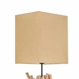 Hot ONLI Lampadaire Marica abat-jour tissu et élément bois