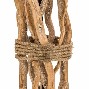 Hot ONLI Lampadaire Marica abat-jour tissu et élément bois
