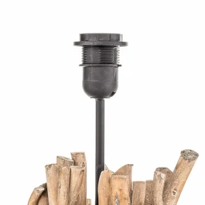 Hot ONLI Lampadaire Marica abat-jour tissu et élément bois