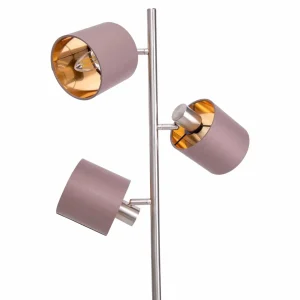 Sale Näve Lampadaire Maron, à trois lampes, tissu, brun/doré
