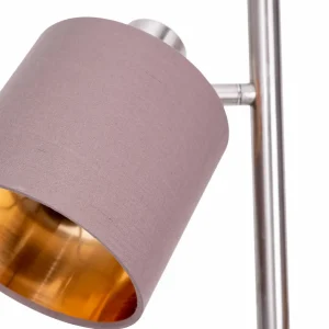 Sale Näve Lampadaire Maron, à trois lampes, tissu, brun/doré