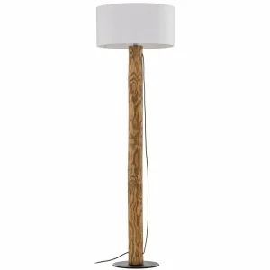 Fashion BRITOP Lampadaire Pino Simple, abat-jour blanc, pied brun