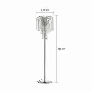 Best ONLI Lampadaire Pioggia avec pluie de cristal, chromé