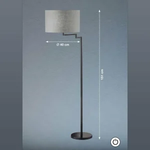 Fashion FISCHER & HONSEL Lampadaire Rota abat-jour en lin gris