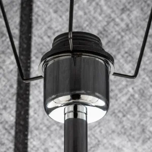 Fashion Argon Lampadaire textile Fulda, abat-jour noir, pied chromé