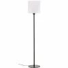 Shop Argon Lampadaire tissu Harris pied noir, abat-jour blanc