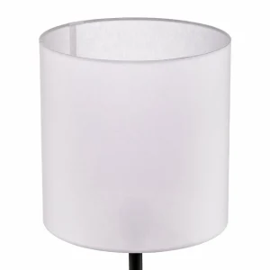 Shop Argon Lampadaire tissu Harris pied noir, abat-jour blanc