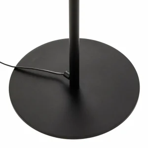 Shop Argon Lampadaire tissu Harris pied noir, abat-jour blanc