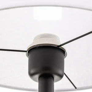 Shop Argon Lampadaire tissu Harris pied noir, abat-jour blanc