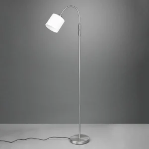 Shop Reality Leuchten Lampadaire Tommy, nickel/blanc, hauteur 130 cm, métal/tissu