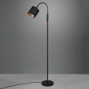 Hot Reality Leuchten Lampadaire Tommy, noir/or, hauteur 130 cm, métal/tissu