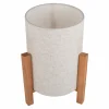 New Näve Lampe à poser 3193, bois, textile de lin, hauteur 32cm
