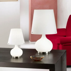 Online Fabas Luce Lampe à poser Ade, hauteur 33 cm, blanc, verre