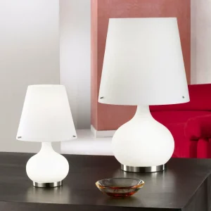 Store Fabas Luce Lampe à poser Ade, hauteur 58 cm, blanc, verre
