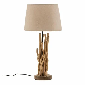 Cheap ONLI Lampe à poser Agar abat-jour tissu et élément bois