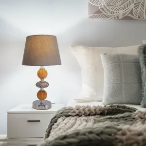 Cheap Näve Lampe à poser Araga, grise/chromée/bois