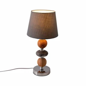 Cheap Näve Lampe à poser Araga, grise/chromée/bois