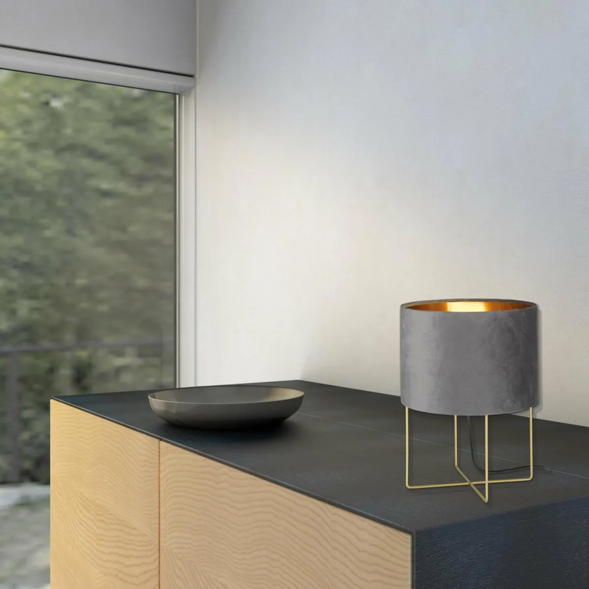 lampe__poser_aura_abatjour_en_velours_hauteur__cm_gris_1.webp Hot FISCHER & HONSEL Lampe à poser Aura, abat-jour en velours, hauteur 32 cm, gris
