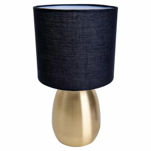 Clearance Näve Lampe à poser Aurum, abat-jour tissu, noir/doré