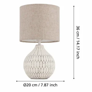 New EGLO Lampe à poser Bellariva 3, blanc/brun clair