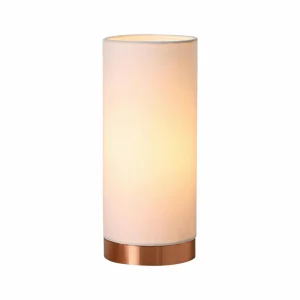 Sale Lindby Lampe à poser blanche Ronja à pied couleur cuivre