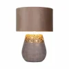 Fashion Näve Lampe à poser Bronco, beige, céramique/simili cuir, hauteur 39 cm