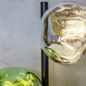 Discount Eco-Light Lampe à poser Canopus vert/argent hauteur 40 cm à 2 lampes verre E14