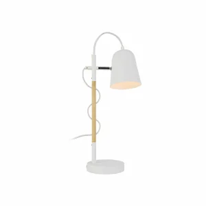 New Viokef Lampe à poser Eddie en acier et bois, blanche