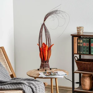 Shop Woru Lampe à poser Elena avec abat-jour tissu, orange