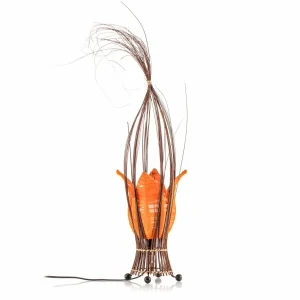 Shop Woru Lampe à poser Elena avec abat-jour tissu, orange