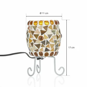 Sale Näve Lampe à poser Enya mosaïque de verre crème-brun
