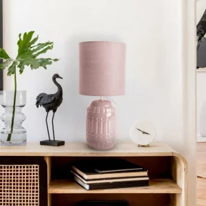 Best Näve Lampe à poser Erida, céramique/tissu, vieux rose