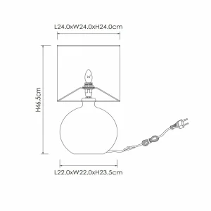 Discount Lucide Lampe à poser Esterad, noir, Ø 24 cm, hauteur 47 cm, verre