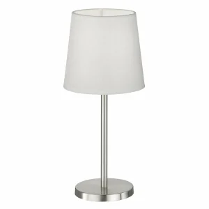 Outlet FH Lighting Lampe à poser Eve abat-jour tissu nickel mat/blanc