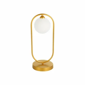 New Viokef Lampe à poser Fancy avec abat-jour en verre, dorée
