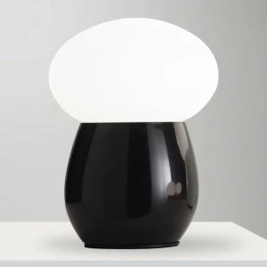 Shop Fabas Luce Lampe à poser Freddy, noir, hauteur 30 cm, verre soufflé, E27