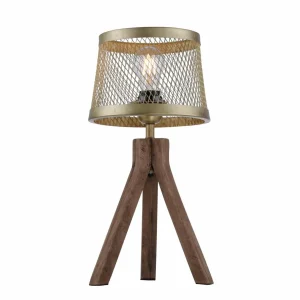 Store JUST LIGHT. Lampe à poser Frederik en bois, trépied
