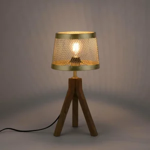 Store JUST LIGHT. Lampe à poser Frederik en bois, trépied