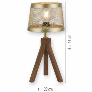 Store JUST LIGHT. Lampe à poser Frederik en bois, trépied