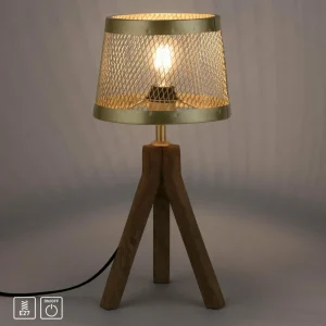 Store JUST LIGHT. Lampe à poser Frederik en bois, trépied