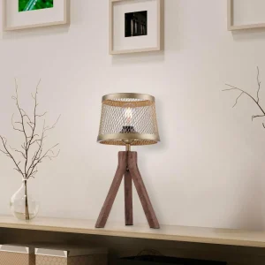 Store JUST LIGHT. Lampe à poser Frederik en bois, trépied