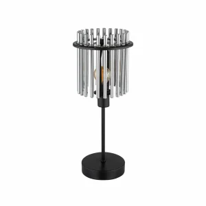 Discount Globo Lampe à poser Gorley, hauteur 37,5 cm, gris fumé, verre/métal