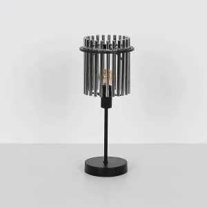 Discount Globo Lampe à poser Gorley, hauteur 37,5 cm, gris fumé, verre/métal